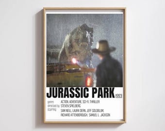 Jurassic Park Poster | Movie Dinosaurs Sci-fi Nerd Adventure Jungle Steven Spielberg Minimalist Modern Print