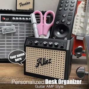 Aanpasbare gepersonaliseerde pennenhouder houder afstandsbediening plectrum houder bureau organizer spatbord gitaarversterker gitarist / vaderdagcadeau