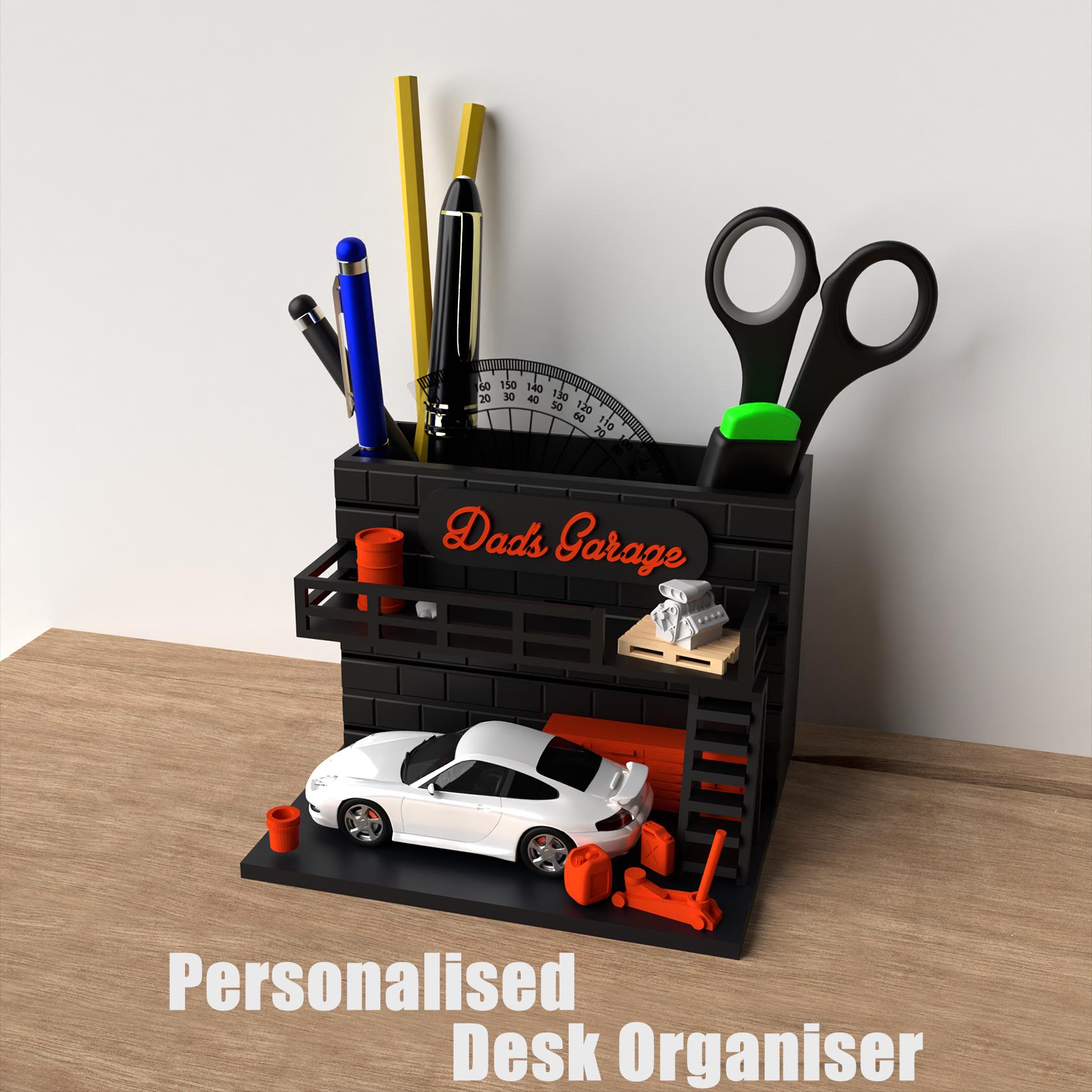 Personalized Mini Garage Desk Organiser Pen Holder, Diecast Display Organiser, Hot Wheels Display, Gift for him,fits 1:64 Diecast model car