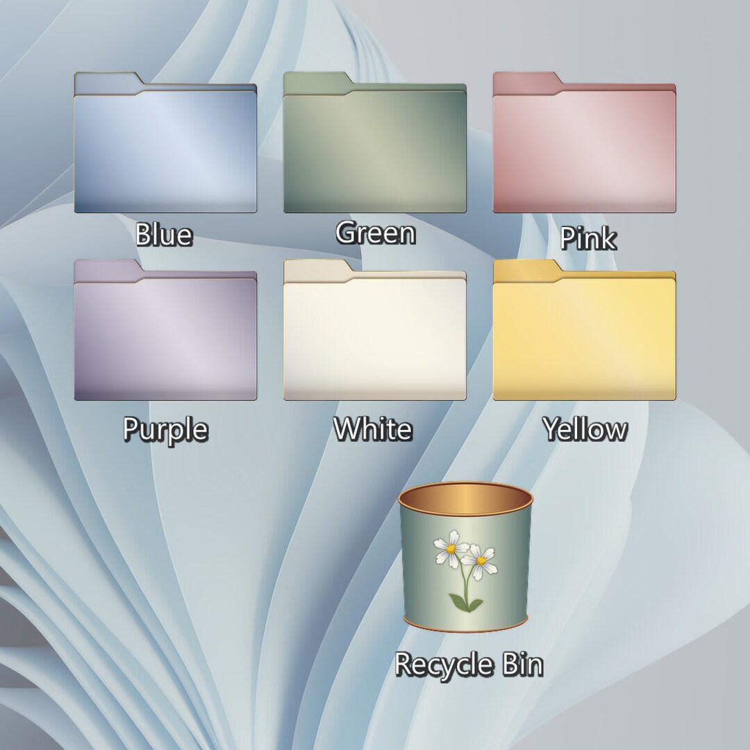 Vintage Green Desktop Recycle Bin Icon and Complete Vintage Folder Icon