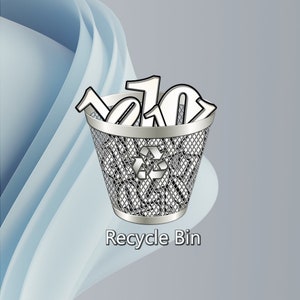 Metallic Nickel Desktop Recycle Bin Icon Set for Windows