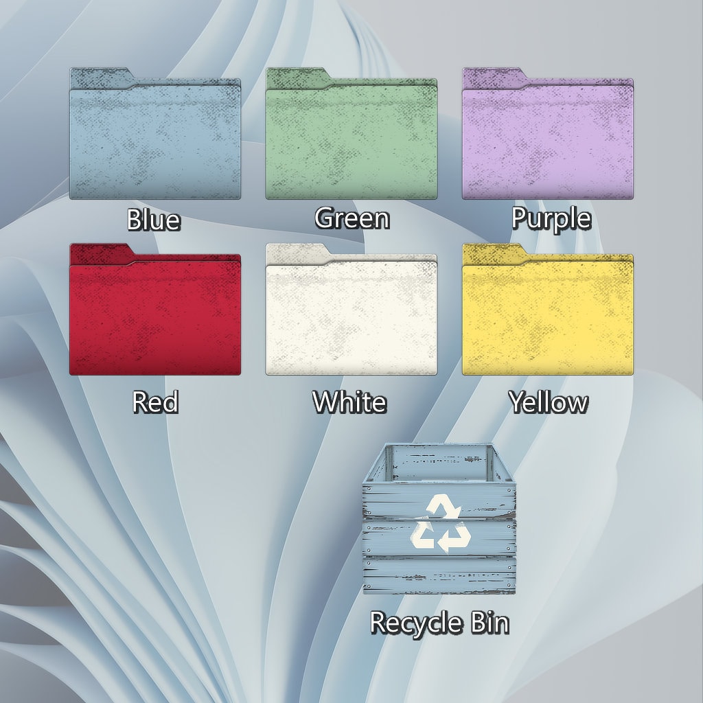 Rustic Blue Desktop Recycle Bin Icon and Complete Rustic Folder Icon ...