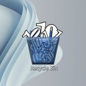 Translucent Blue Desktop Recycle Bin Icon Set for Windows