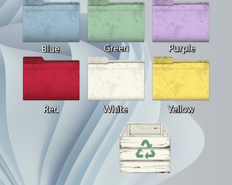 Vintage White Desktop Recycle Bin Icon and Complete Vintage Folder Icon ...