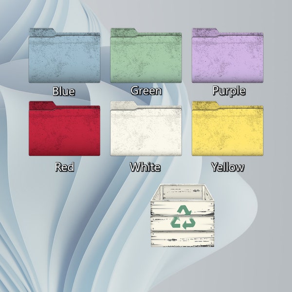 Rustic White Desktop Recycle Bin Icon and Complete Rustic Folder Icon Set for Windows