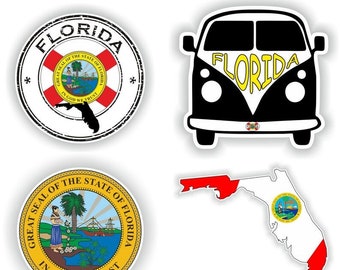 Florida Flag Set Car Glass Window Laptop Decal Stickers (Pack of 6)