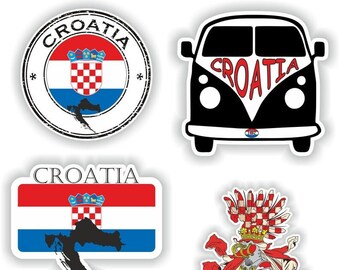 Croatia Flag Set Car Glass Window Laptop Decal Stickers (Pack of 6)