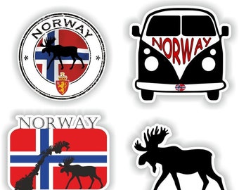 Norway Flag Set Car Glass Window Laptop Decal Stickers (Pack of 6)