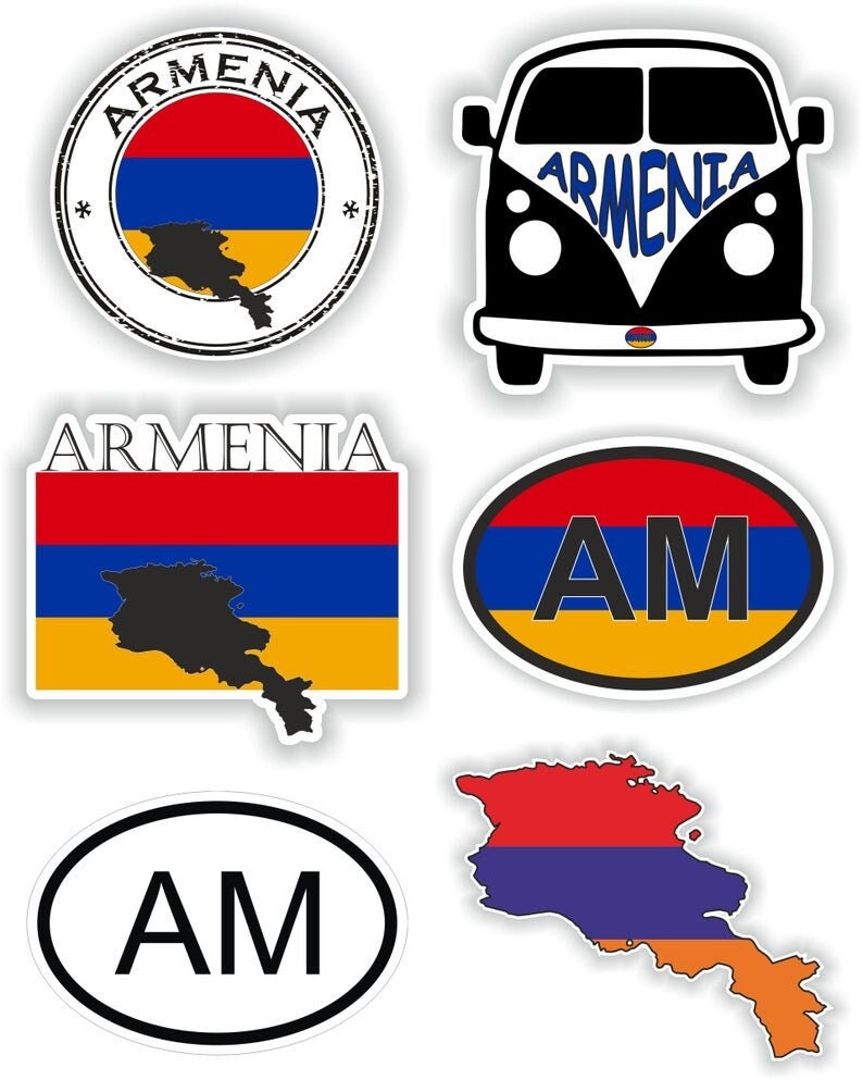 Armenia Flag Set Car Glass Window Laptop Decal Stickers pack of 6