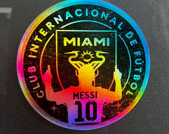 Sticker vitre voiture footballeur holographique Lionel Messi Inter Miami