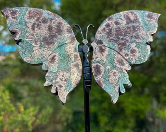 Carved Cherry Blossom Jasper Butterfly Wings: Crystal Decor