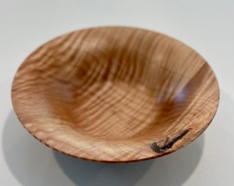 Hand Turned Figured Maple Bowl: Food Safe Wood Bowl (7-1/2" diam)