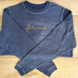 Embroidered ILLINOIS Corded Sweatshirt | Unisex Fit