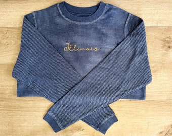 Embroidered ILLINOIS Corded Sweatshirt | Unisex Fit