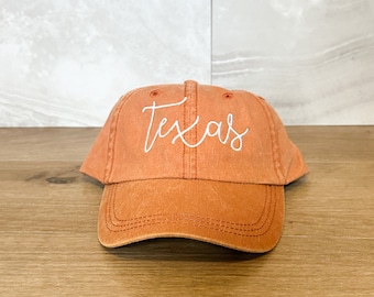 TEXAS Hat | Embroidered | Orange Vintage Pigment