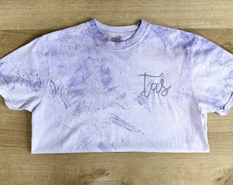 Embroidered MONOCHROMATIC MONOGRAMMED Color blast T-Shirt | Vintage Dyed Pigment | Unisex Fit