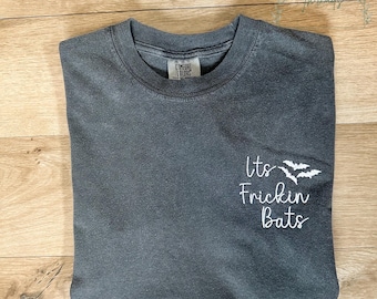 Embroidered FRICKEN BATS T-Shirt | Vintage Dyed Pigment | Unisex Fit