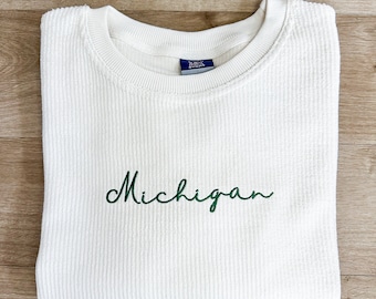 Embroidered MICHIGAN Corded Sweatshirt | Unisex Fit