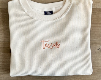 Embroidered TEXAS Corded Sweatshirt | Unisex Fit