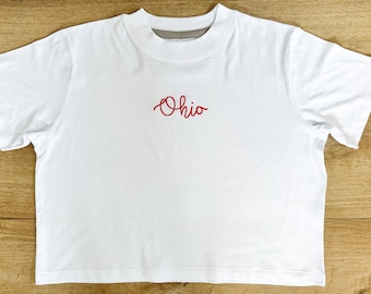 Embroidered OHIO Cropped T-Shirt | Women’s Fit