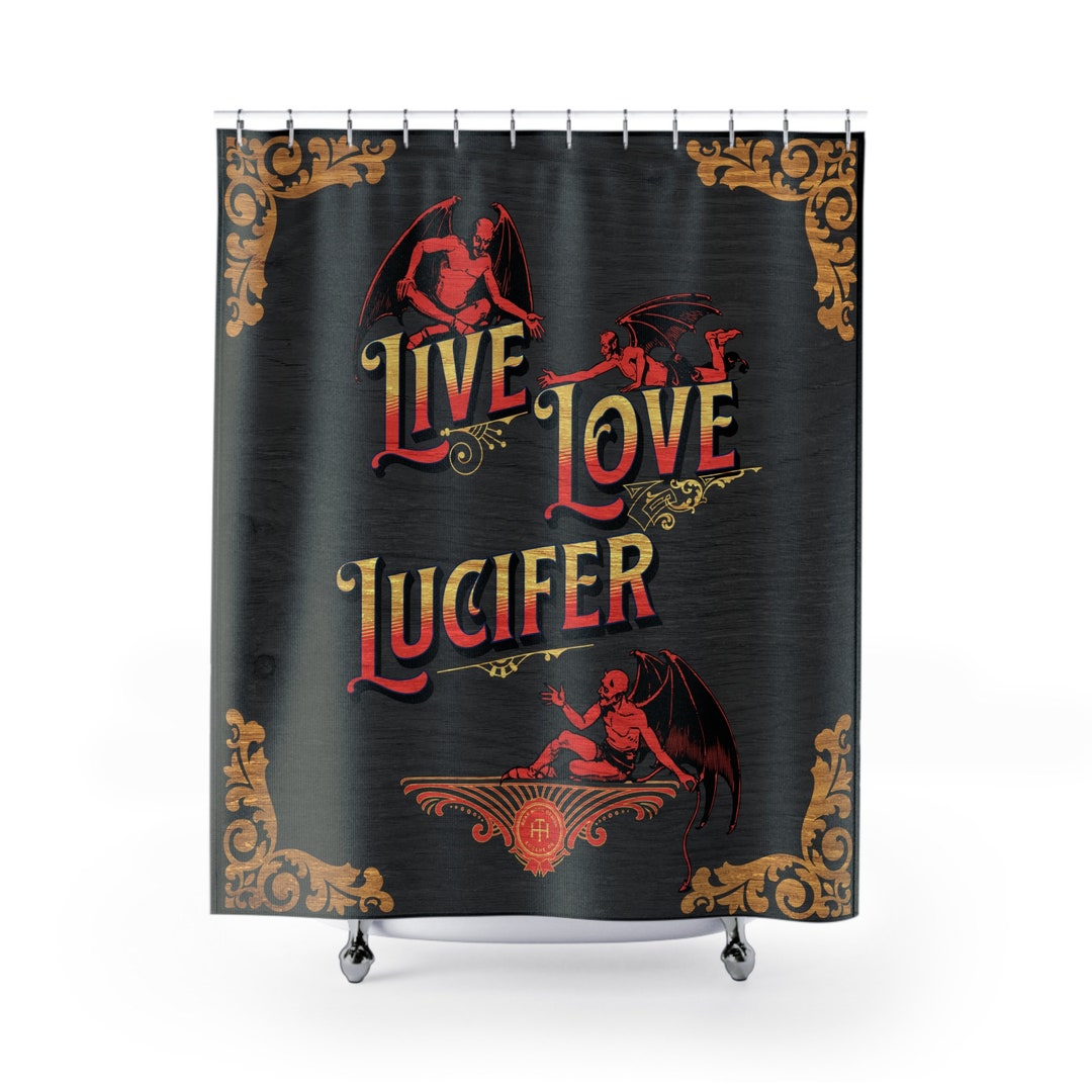 Live Laugh Lucifer Shower Curtains Etsy