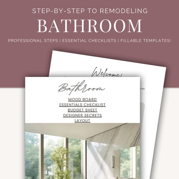 Bathroom Renovation Planner, Interior Design Project Planner, Home Planner, Home Organization, Renovation Guide, Home Remodel Budget