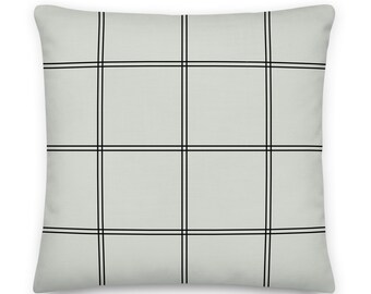 Sage Green Plaid Throw Pillow: Linen Feel, Gen Z Dorm Decor