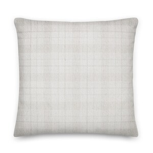 Beige Plaid Throw Pillow Cover: Farmhouse Linen-Feel Accent Pillow