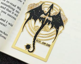 Marcador de Basgiath del Cuarto Ala para amantes de Booktok, marcapáginas de metal esmaltado de latón y dragón de fantasía de Xaden