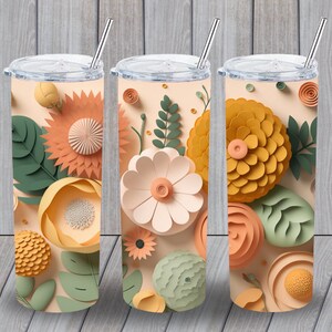 3D 20oz Summer Flower, Skinny Tumbler Sublimation Design, Instant Digital Download PNG, Straight & Tapered, Tumbler Wrap PNG