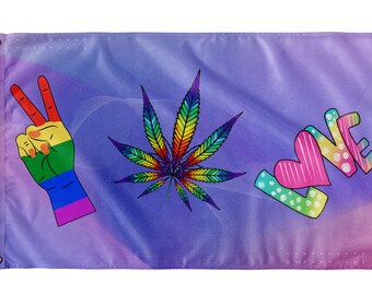 Peace Flag, Weed Flag, Love Flag, Flag, War, Peace, Marijuana, Weed
