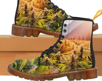 Men's Canvas Boots, Marijuana, Cannabis, Weed, Pot, Grass, Smoke, Garden, Mary Jane, Joint, Reefer, Mens, Fashion
