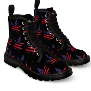 Mens Canvas Boots, USA, America, Men's Boots, Boots Weed Design, Marijuana Boots, Weed Boots, Men's, Boots, Pot, Weed, Marijuana, Political image 1