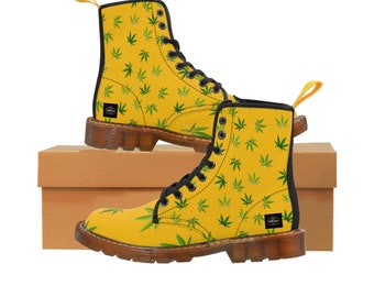 Womens Boots, Weed Design, Women's Boots, Canvas Boots, Boots, Shoes, Marijuana Boots, Woman's, Pot, Weed, Cannabis, Punk, Gothic, Political