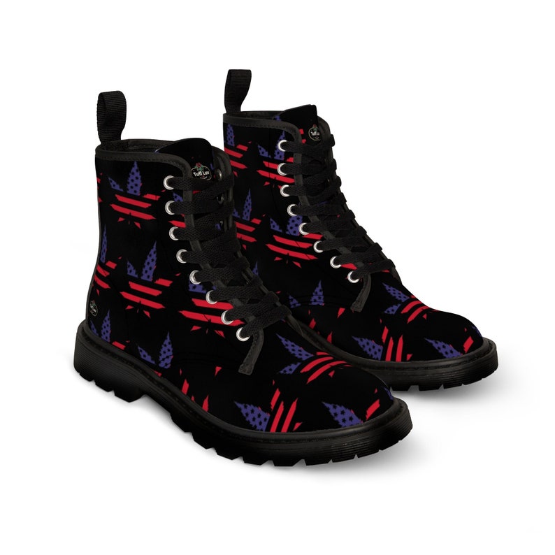 Mens Canvas Boots, USA, America, Men's Boots, Boots Weed Design, Marijuana Boots, Weed Boots, Men's, Boots, Pot, Weed, Marijuana, Political image 1