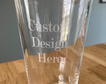 Personalized Engraved Pint Glass: Custom Text or Logo (20 oz)