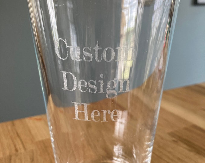 Personalized Engraved Pint Glass: Custom Text or Logo (20 oz)