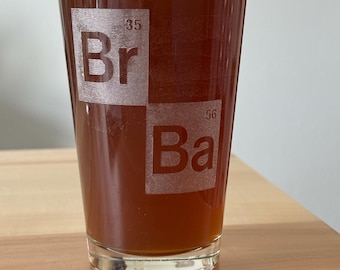 Unique gift for a true fan. Breaking bad themed glassware. 16oz pint glass laser etched.