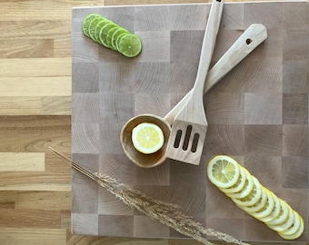 Personalized Maple End Grain Cutting Board: Chef Gift, 18”x18”x3”.