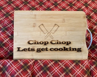 Bamboo engraved cutting board with chop, chop