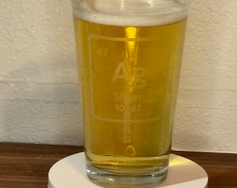 Silver anniversary gift. Personalized engraved pint glass 16oz. Get your own custom glassware. Made in USA