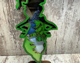 7 Layered grinch Christmas decor. Laser cut and painted.