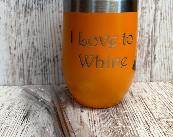 Personalized wine tumblers in assorted colors. Show your personality off.