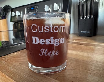 Personalized engraved whiskey glass 13oz. Get your own custom glassware. Made in USA