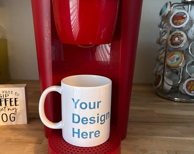 Personalized coffee cups. 11 oz white ceramic cups with handle. Sublimation printing on cups to make your perfect coffee cup.