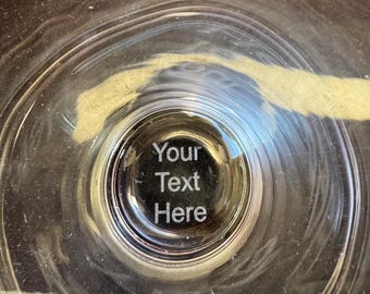 Personalized engraved bottom of the pint glass 16oz. Get your own custom glassware. Made in USA