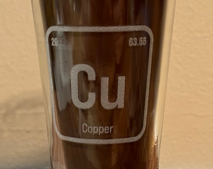 Copper anniversary gift. Personalized engraved pint glass 16oz. Get your own custom glassware. Made in USA