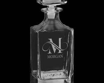 Personalized Square Glass Decanter 750ml with Black Gift Box