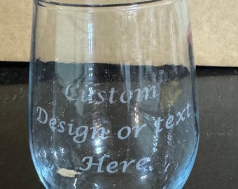Stemless wine glasses can be personalized engraving with 15oz capacity.  Get your own custom glassware. Made in USA