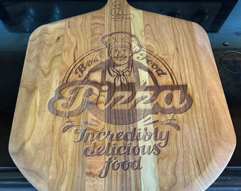 Cherry Wood pizza peel with pizza engraving